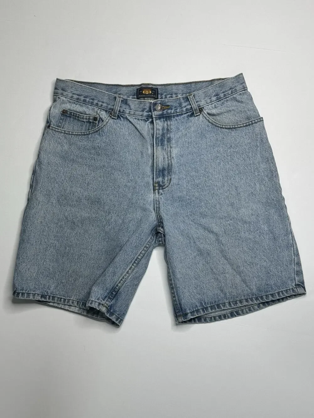 Vintage Route 66 Denim Jorts Mens 34 Light Wash Blue Jean Shorts 90s Y2K